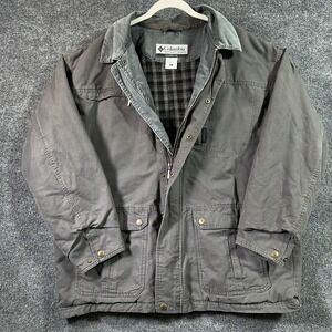 Columbia Canvas Chore Jacket Men's XL Wool Flannel Blanket Lined Corduroy Collar